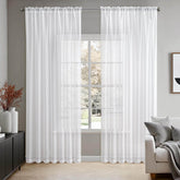 MIULEE 2 Panels Solid Color White Sheer Window Curtains Elegant Window Voile Panels/Draperies/Treatment for Bedroom Living Room (70 X 90 Inches White)